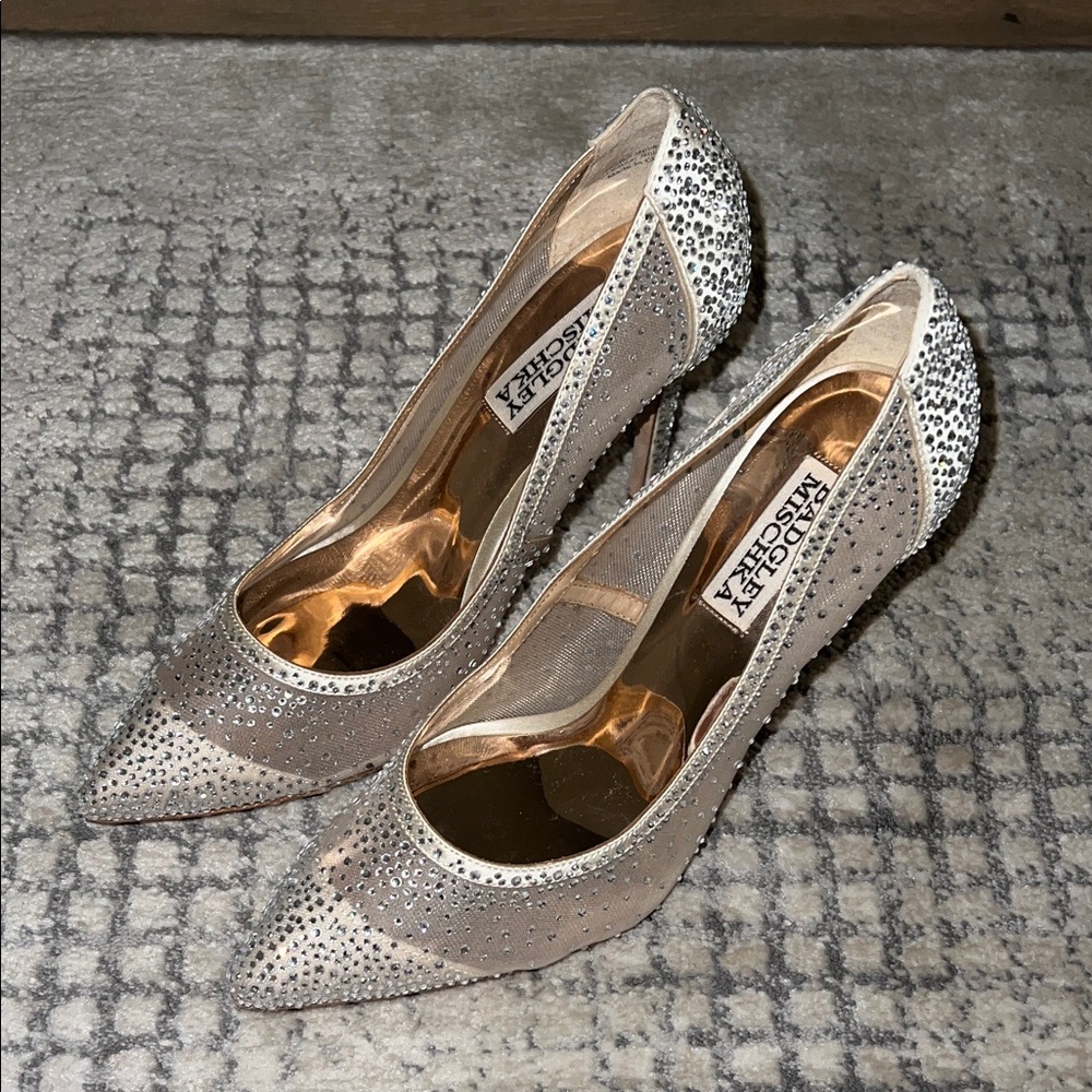 Badgley Mischka Glittering Silver and Gold Heels